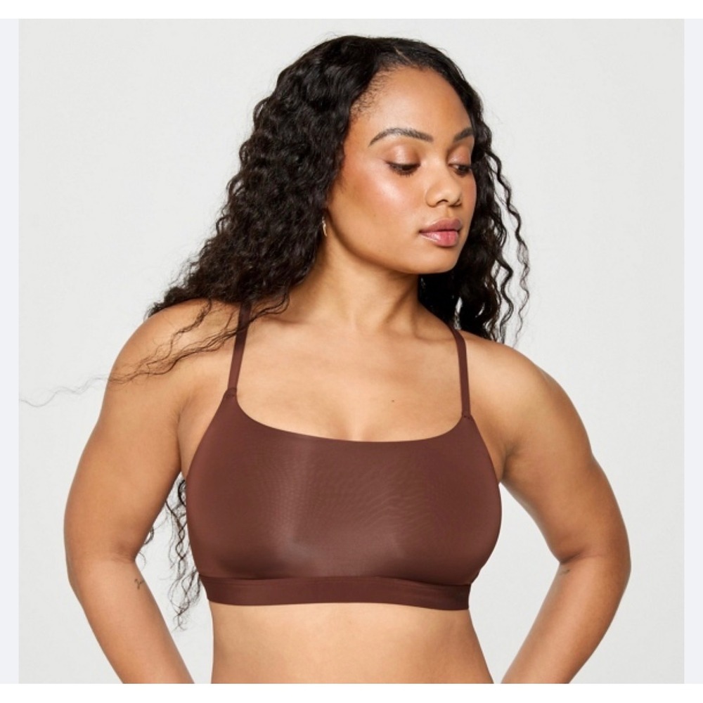 Yitty Smoothed Reality Square Neck Bralette Bra XL Bossed Up Chocolate Brown
